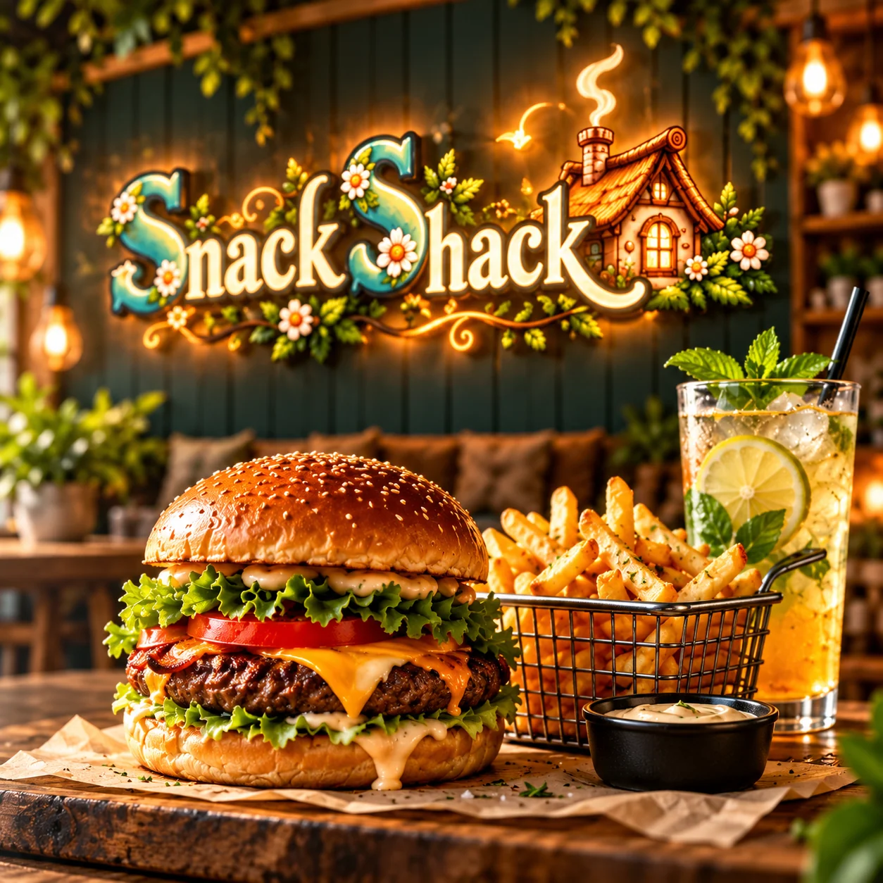 Snack Shack illustrated restaurant-themed food scene